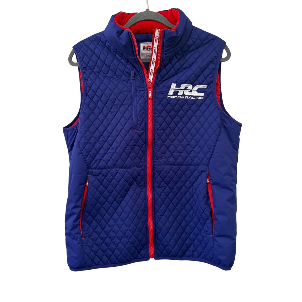 Honda Racing HRC Vest Mens Medium Blue Red Quilted Zip Patrick Calello Pockets